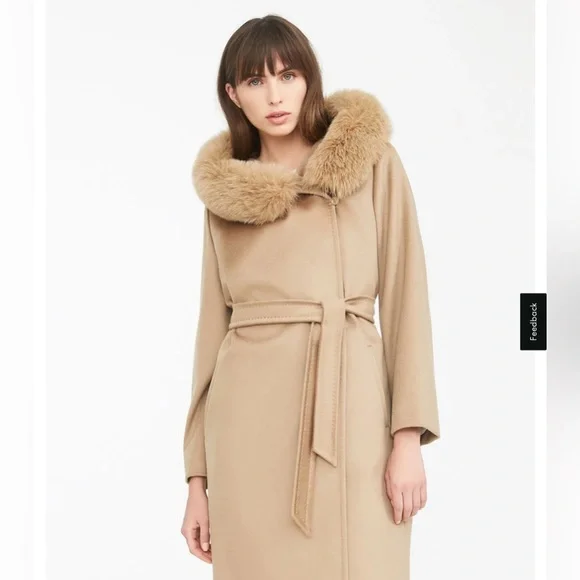 MaxMara | Jackets & Coats | Maxmara Mango Wool Coat With Fur Trim